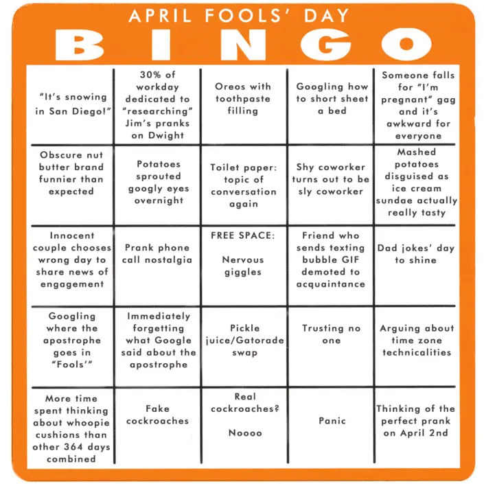 April Fools’ Day Bingo – Weekly Humorist